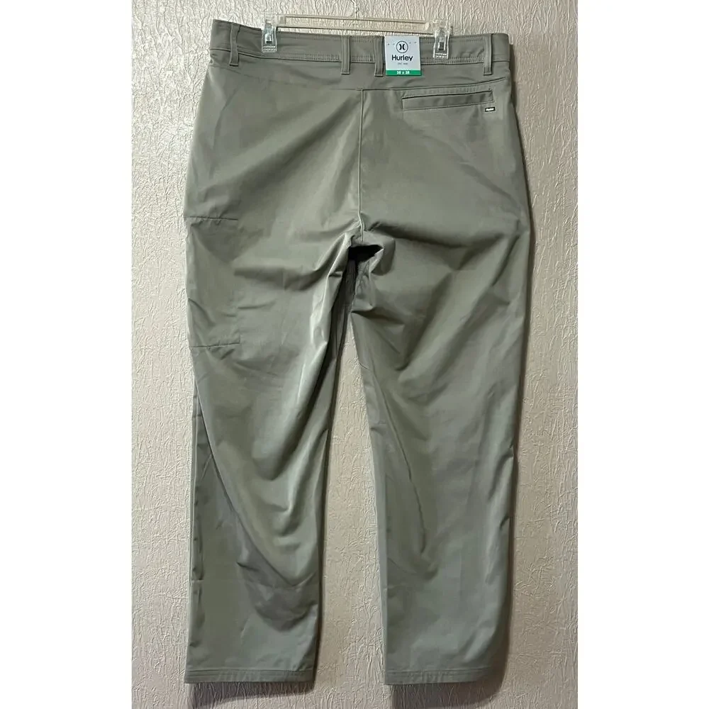 Hurley Jet Set Tech Men's Pant Flat Front Moisture Wicking Stretch Green 38 New